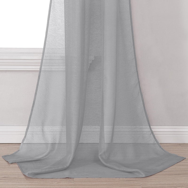 DONREN 144 Inches Long Window Scarf Valances for Party - Luxury Soft Gray Semi Sheer Curtain Scarf for Window,1 Panel (Gray,1 Panel) - Image 4